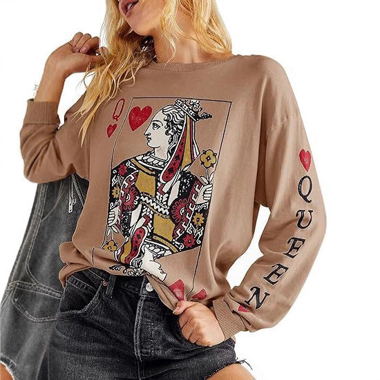 Damen Langarmshirt mit königlichem Motiv Drune