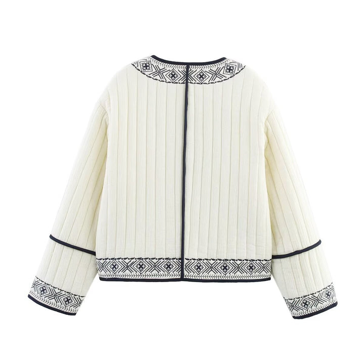 Damen elegante Quilted-Jacke mit filigraner Stickerei Drune