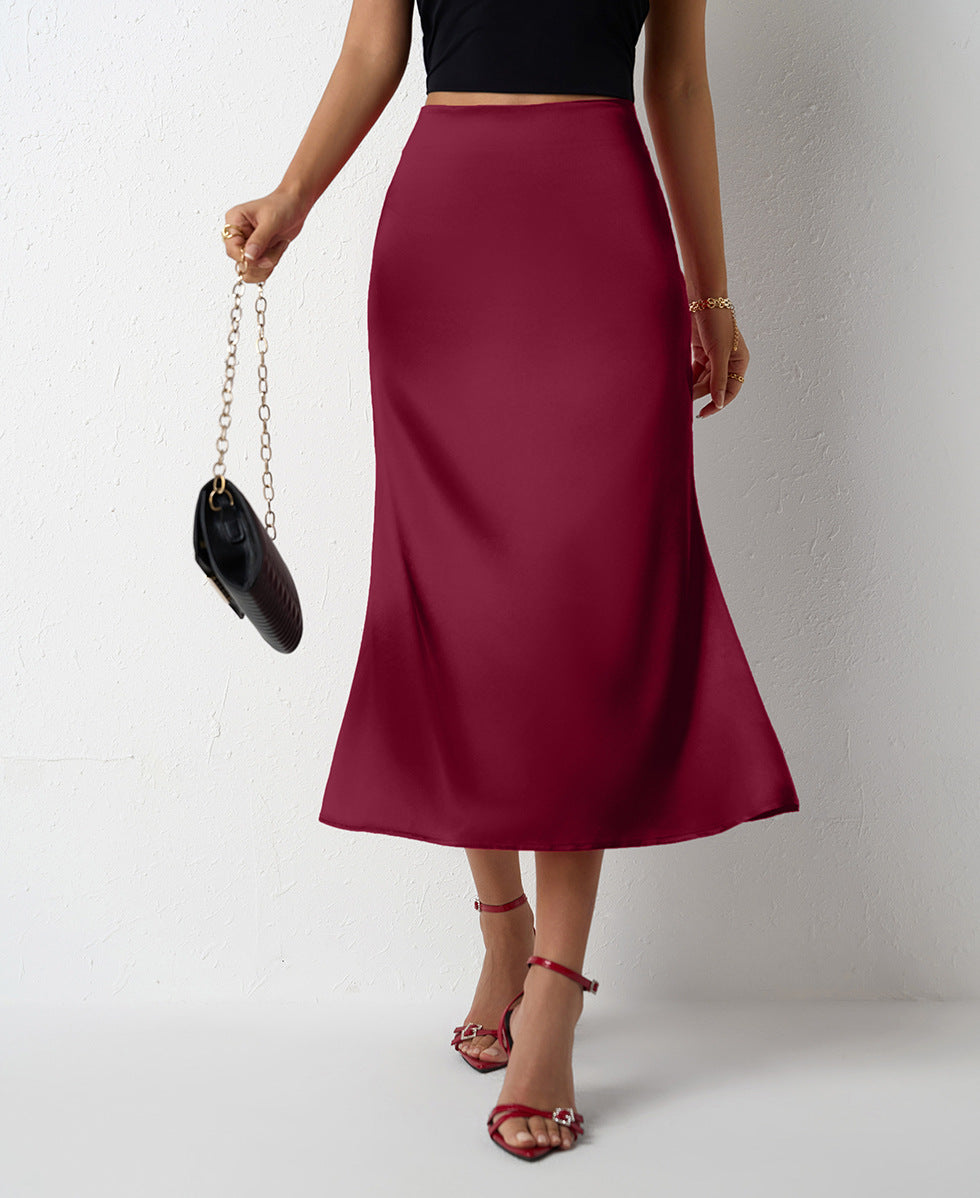 Damen eleganter Midirock aus schimmerndem Stoff mit figurschmeichelndem Schnitt Drune