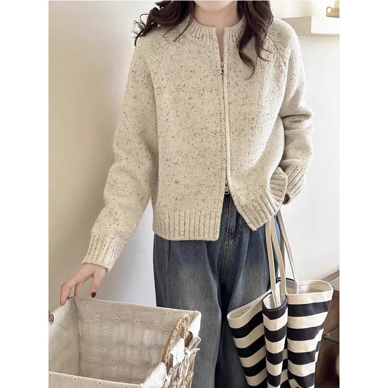 Damen Strickjacke mit einem modernen Reißverschluss und gerippten Abschlüssen Drune