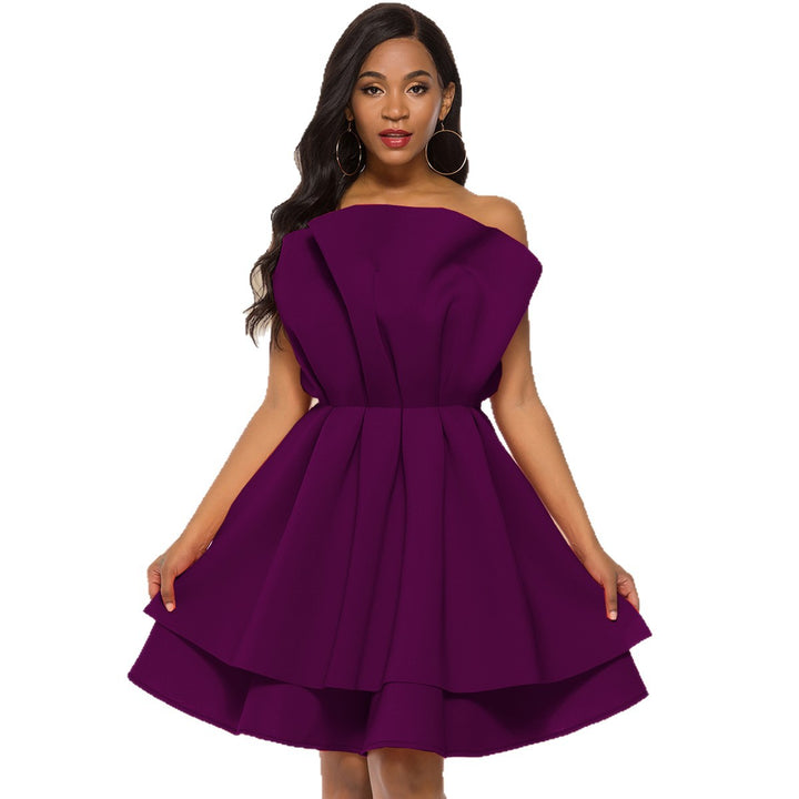 Damen Glamouröses Cocktailkleid mit voluminösen Rüschen Drune
