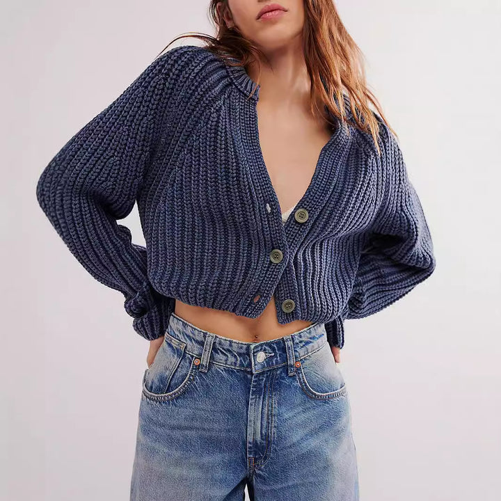 Damen Strickjacke mit femininer Silhouette und lässigem Knopfdesign Drune