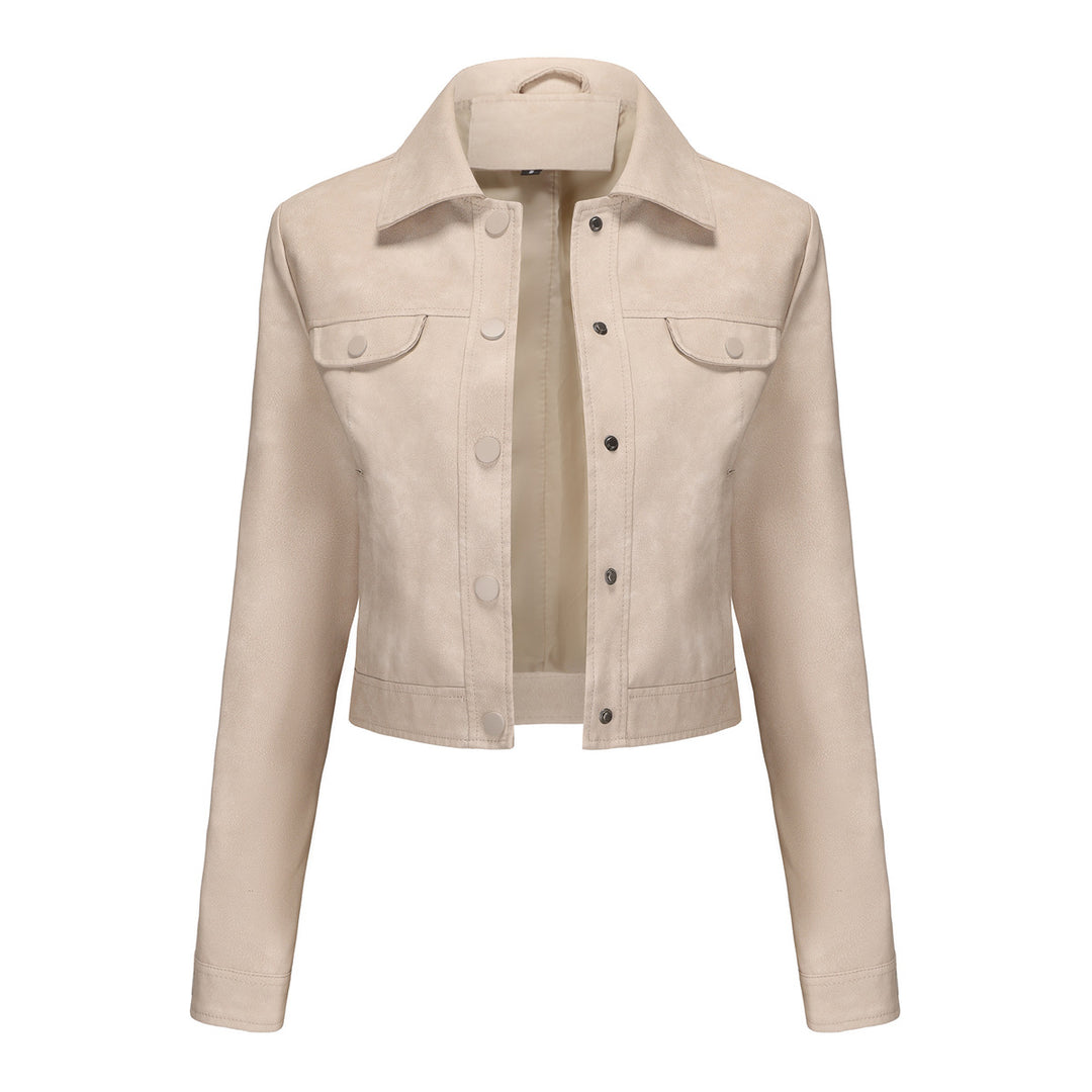 Damen modische kurz geschnittene Lederjacke Drune
