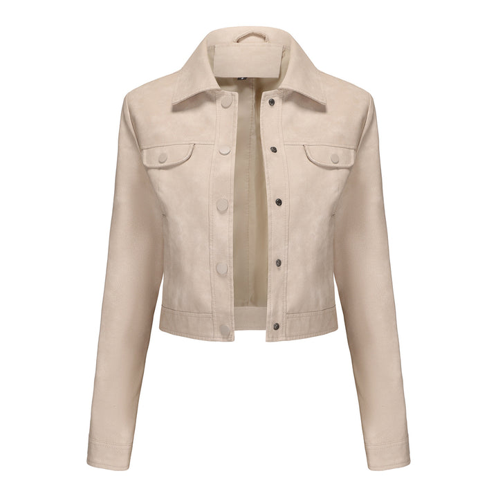 Damen modische kurz geschnittene Lederjacke Drune