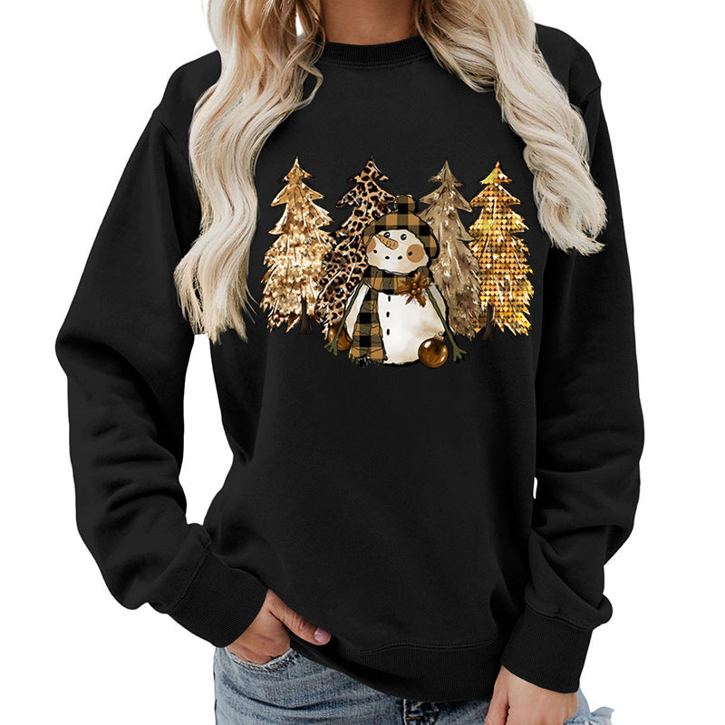 Damen Sweatshirt mit kreativem Schneemann-Design und weichem Innenfutter Drune