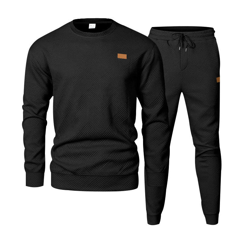 Herren nan strukturiertes Baumwoll-Jogginganzug-Set mit regulärer Passform, elastischem Bund und Kordel Drune