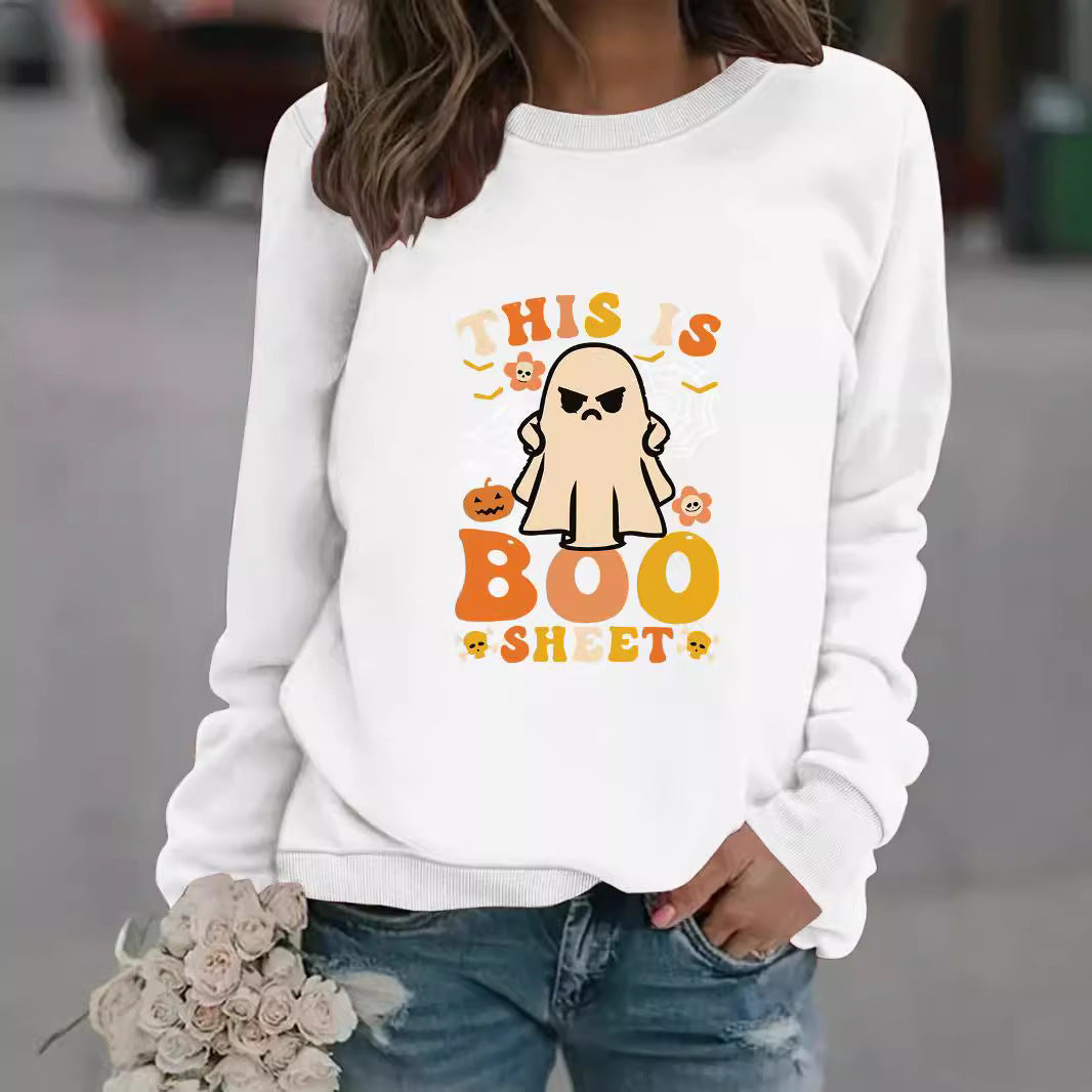 Damen Sweatshirt mit herbstlichem Geist-Print und lässigem Schnitt Drune