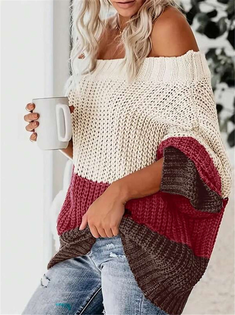 Damen Oversized Strickpullover mit lässigem Schnitt und offener Schulter Drune