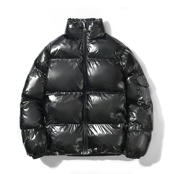 Herren nan glänzende Oversize Daunenoptik Steppjacke mit hohem Stehkragen und elastischen Bündchen Drune