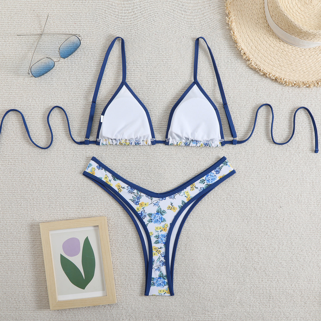 Damen Triangel-Bikini mit floralem Design und verstellbaren Trägern Drune
