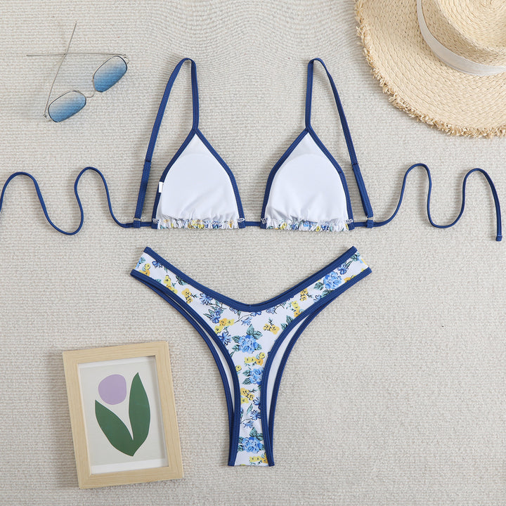 Damen Triangel-Bikini mit floralem Design und verstellbaren Trägern Drune