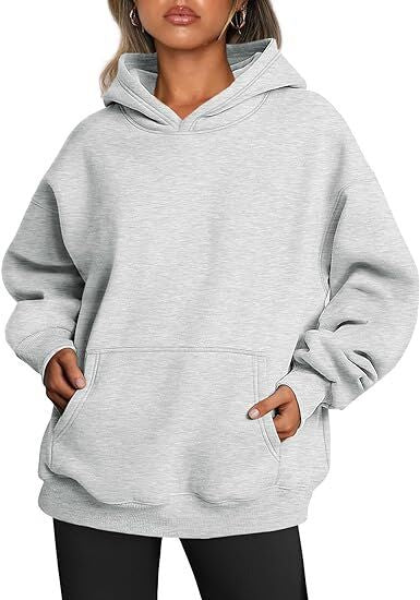 Damen nan Oversize Kapuzenpullover aus weicher Baumwollmischung mit Kängurutasche Drune