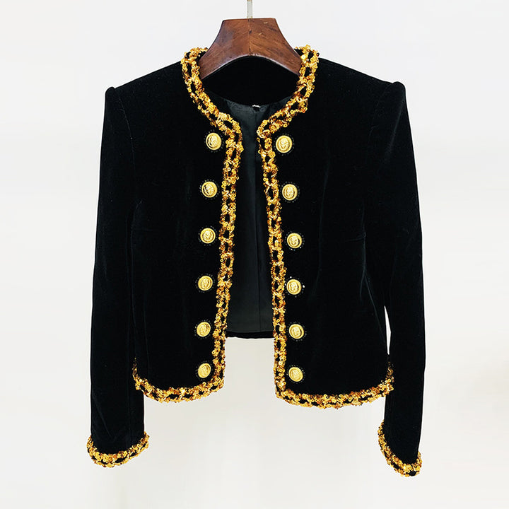 Jacke mit geknöpftem Rundhalsausschnitt