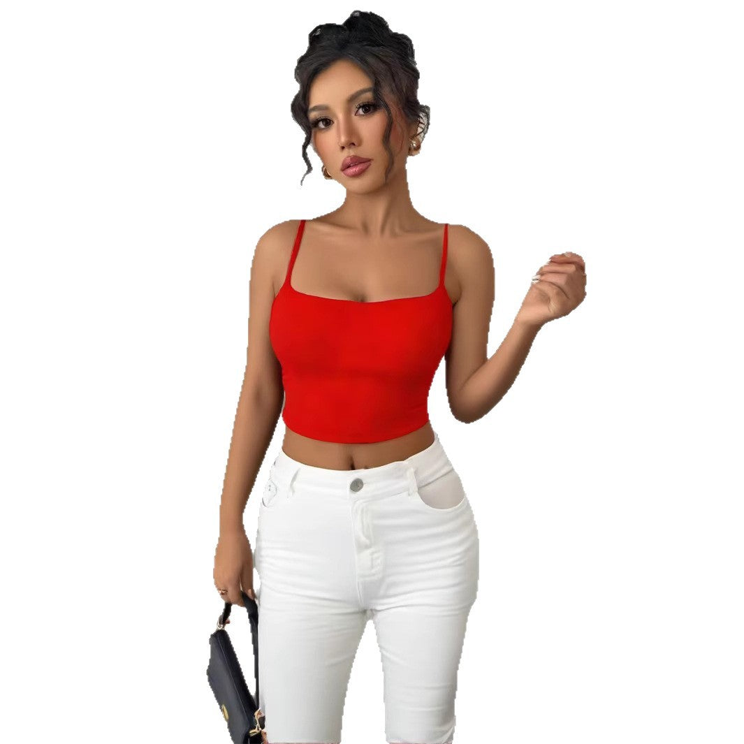 Damen Crop-Top mit verstellbaren Spaghetti-Trägern und figurbetontem Schnitt Drune