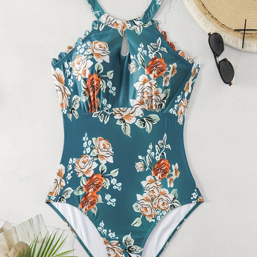 Damen Einteiliger Badeanzug mit elegantem Schnitt und floralem Design Drune