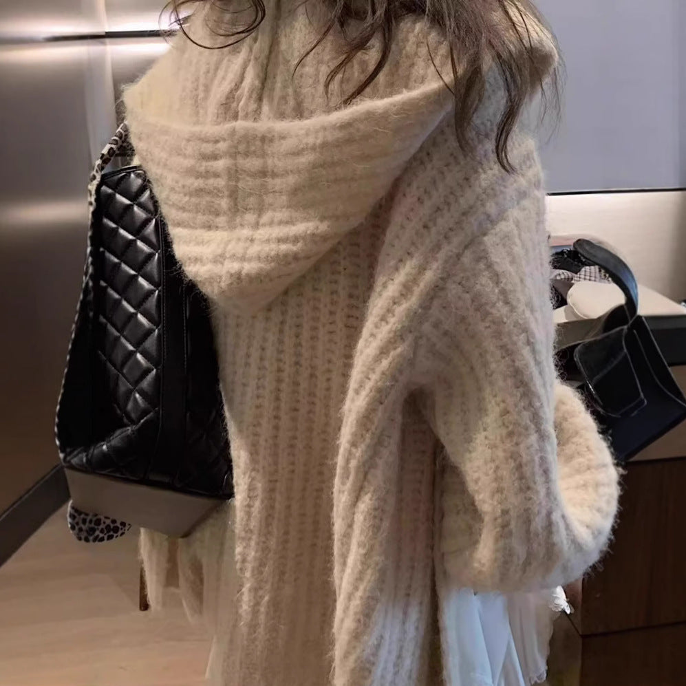 Damen Übergroßer Strickcardigan mit exquisitem Textil und legerem Schnitt Drune