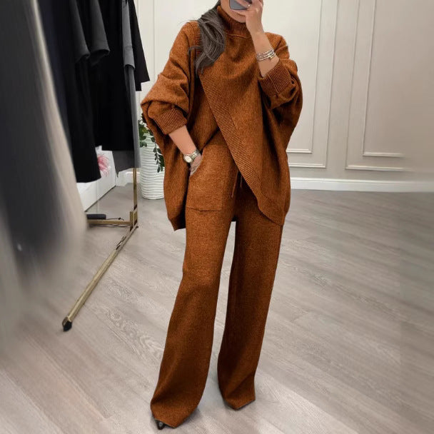 Damen Strickpullover und weite Hose Ensemble Drune