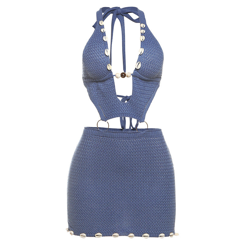 Damen Strandkleid mit Häkelmuster und verstellbaren Trägern Drune