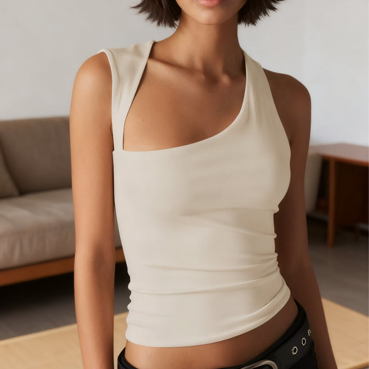 Damen Asymmetrisches Oberteil mit figurbetontem Schnitt und breiten Trägern Drune