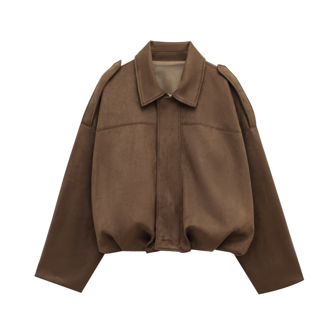 Damen Oversized Wildleder Utility Jacke Drune