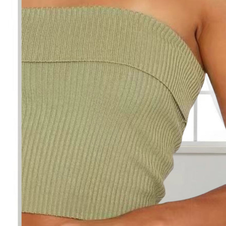 Damen Off-Shoulder Cropped Top mit strukturiertem Rippdesign Drune