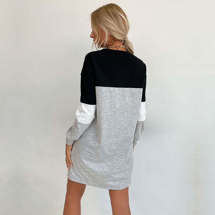 Damen Freizeitkleid mit modischen Farbblockdetails und lässigem Schnitt Drune
