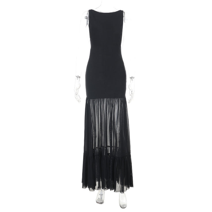 Damen Maxikleid mit transparentem unteren Saum Drune