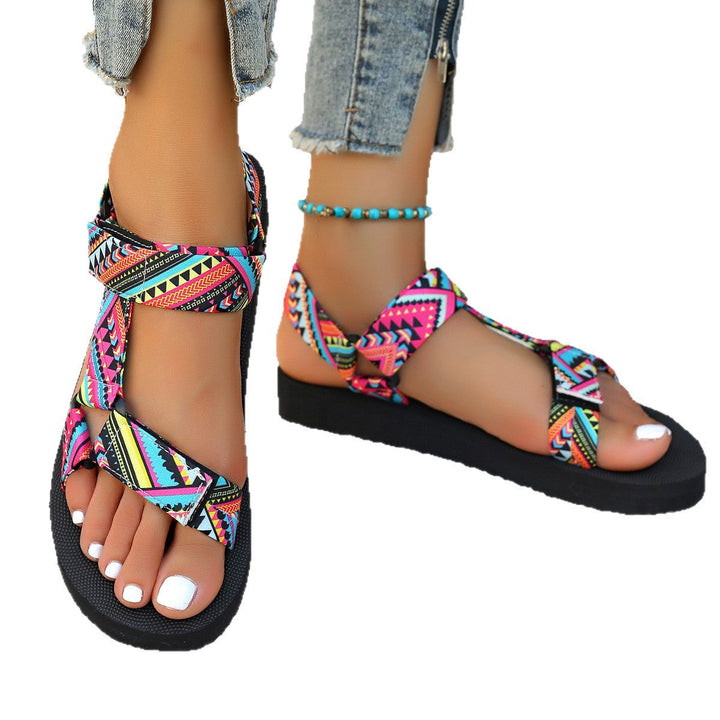 Damen Sommerliche Sport-Sandalen mit bunten Riemen und rutschfester Sohle Drune