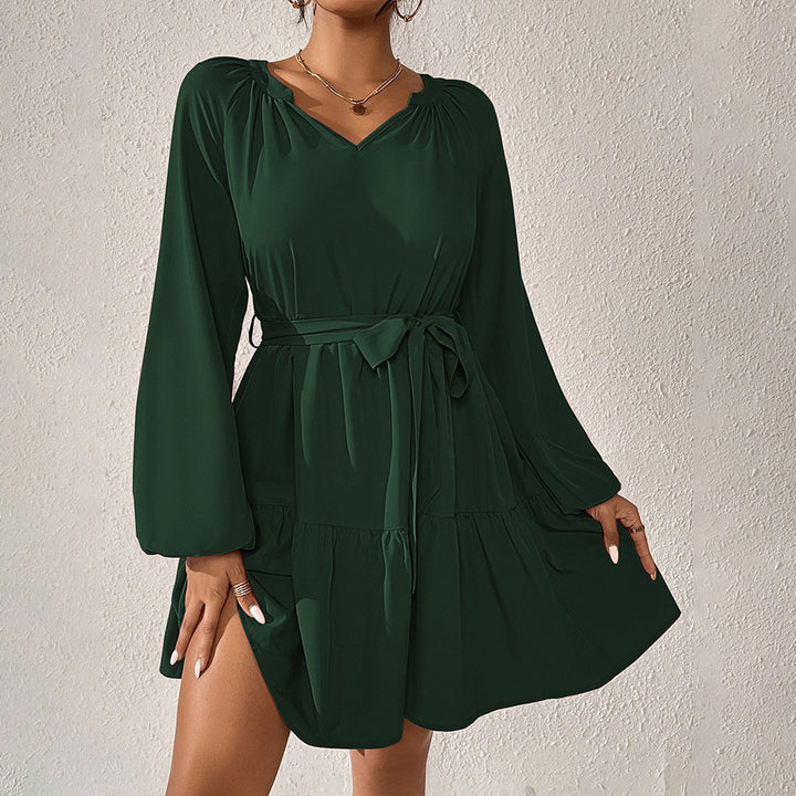 Damen Wickelkleid mit Rüschendetails und Taillengürtel Drune