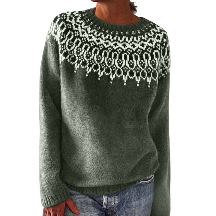 Damen nan Norwegerpullover aus Wollmix mit Rundhalsausschnitt und traditionellem Fair-Isle-Yoke Drune