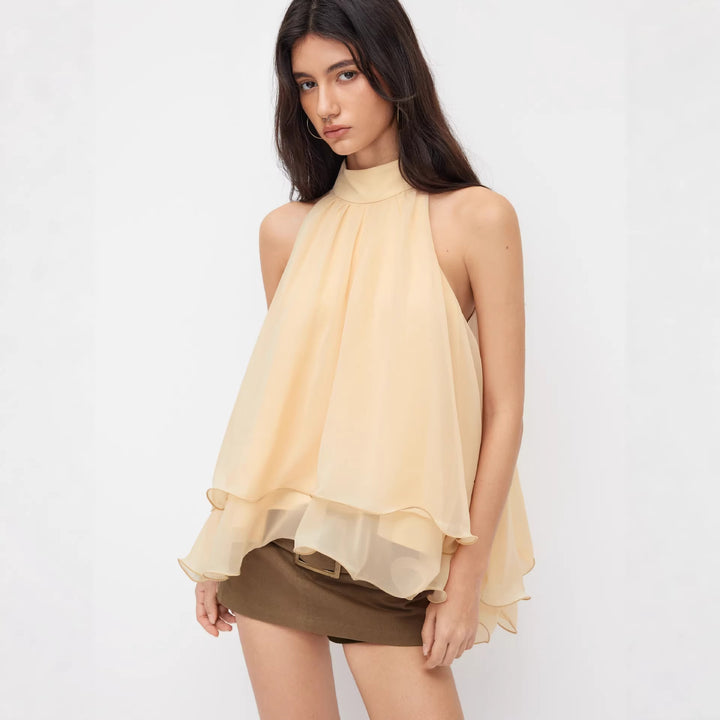 Damen Schwingender Chiffon-Rock mit Schleifenverschluss Drune