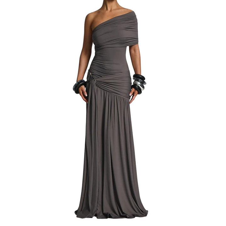 Damen Elegantes Wickelkleid mit asymmetrischem Schnitt und Rüschendetails Drune