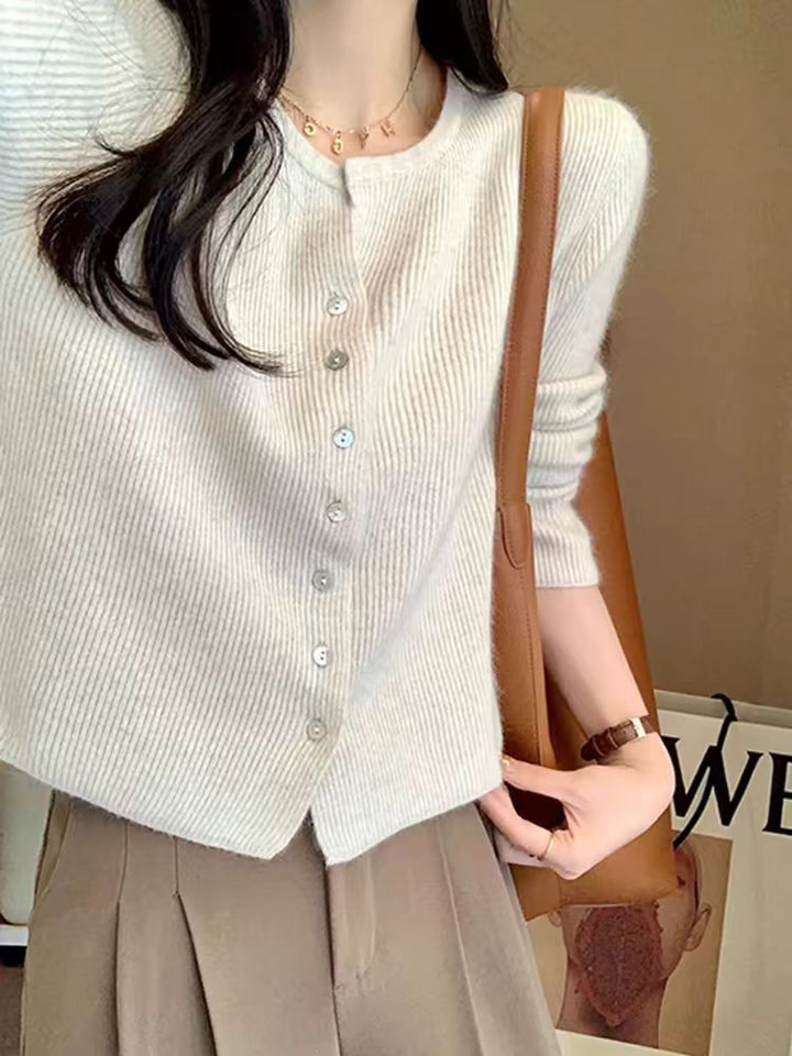 Damen weiche und gemütliche Strickjacke mit Knopfdetails Drune