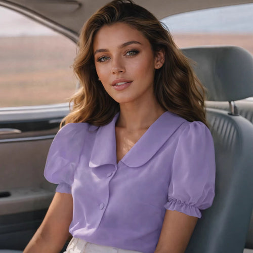 Damen Verspielt geschnittene Bluse mit Puffärmeln und Knopfdetails Drune