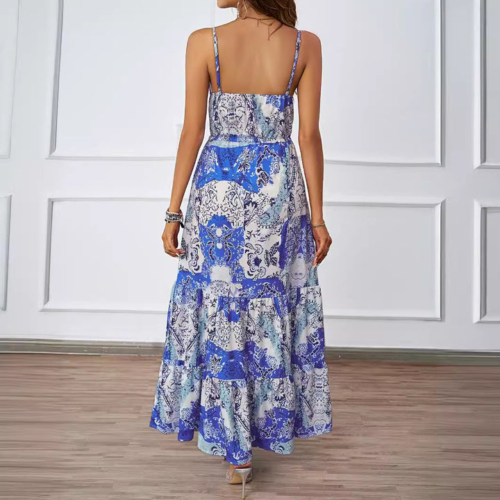 Damen Maxikleid mit floralem Design und seitlichen Taschen Drune