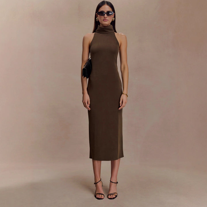 Damen Midikleid mit schickem Stehkragen Drune