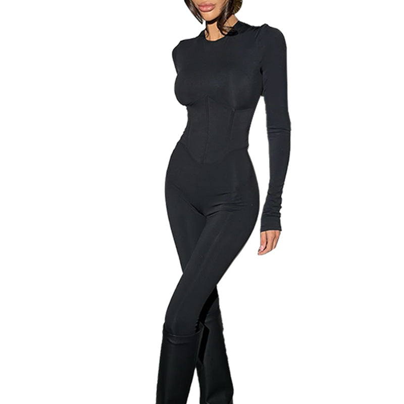 Damen figurbetonter Einteiler mit langem Arm und eleganter Silhouette Drune