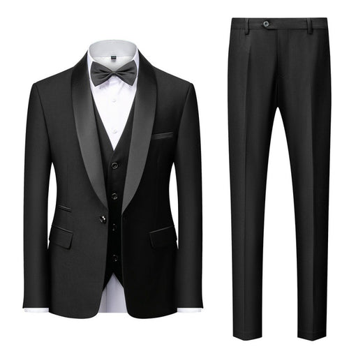 Herren nan dreiteiliges Smoking-Set mit Schalkragen, taillierter Weste und schlanker Passform Drune
