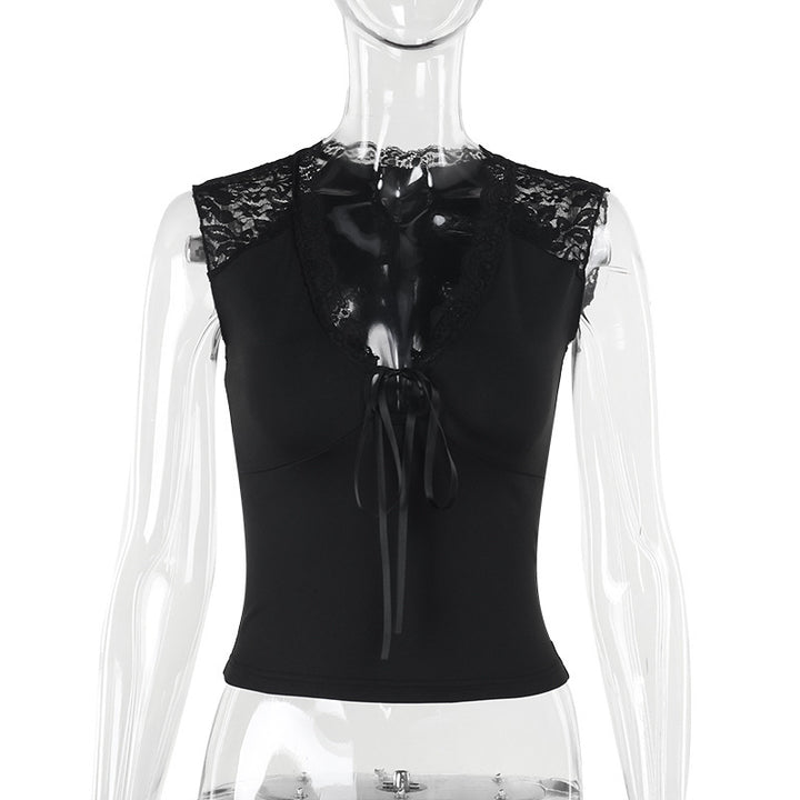 Damen Spitzen-Bustier mit dekorativen Schleifendetails Drune