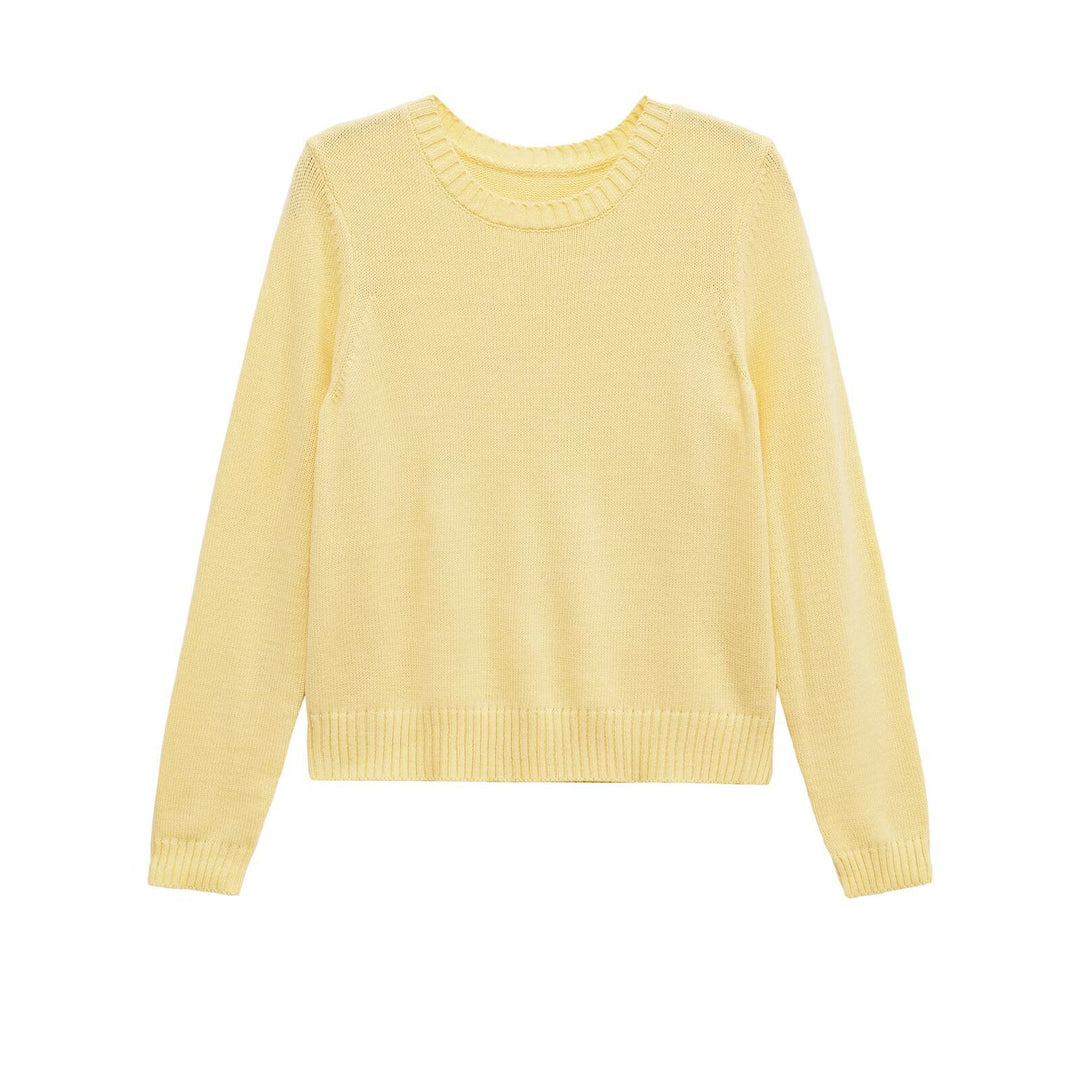 Damen Gemütlicher Feinstrickpullover mit Rundhalsausschnitt und zeitlosen Details Drune