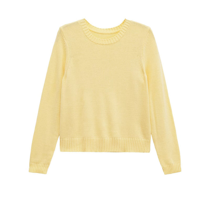 Damen Gemütlicher Feinstrickpullover mit Rundhalsausschnitt und zeitlosen Details Drune