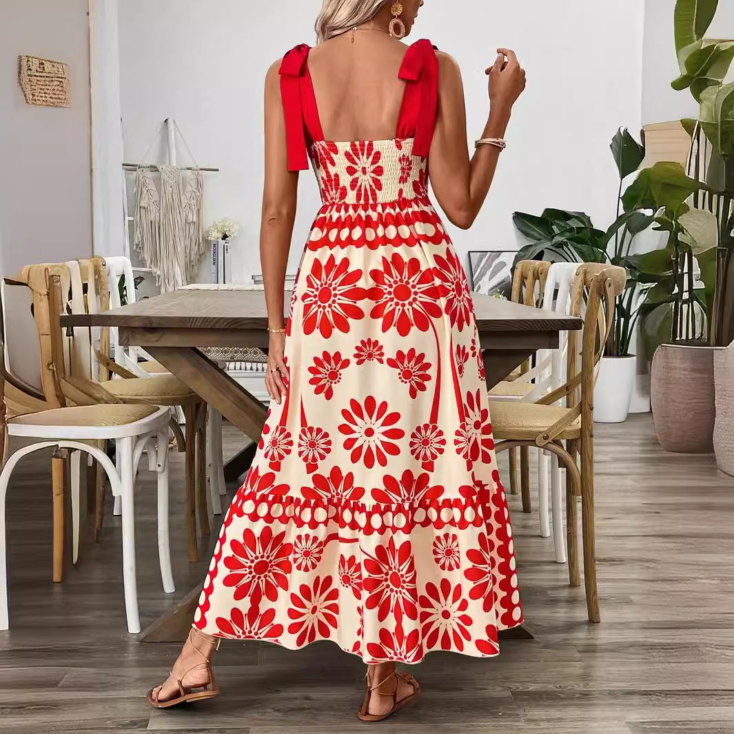 Damen Floral Print Maxikleid Drune