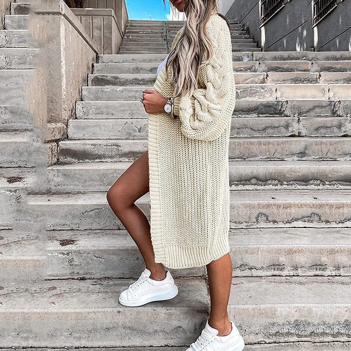 Damen Grobstrick-Cardigan mit voluminösen Ärmeln und offener Front Drune