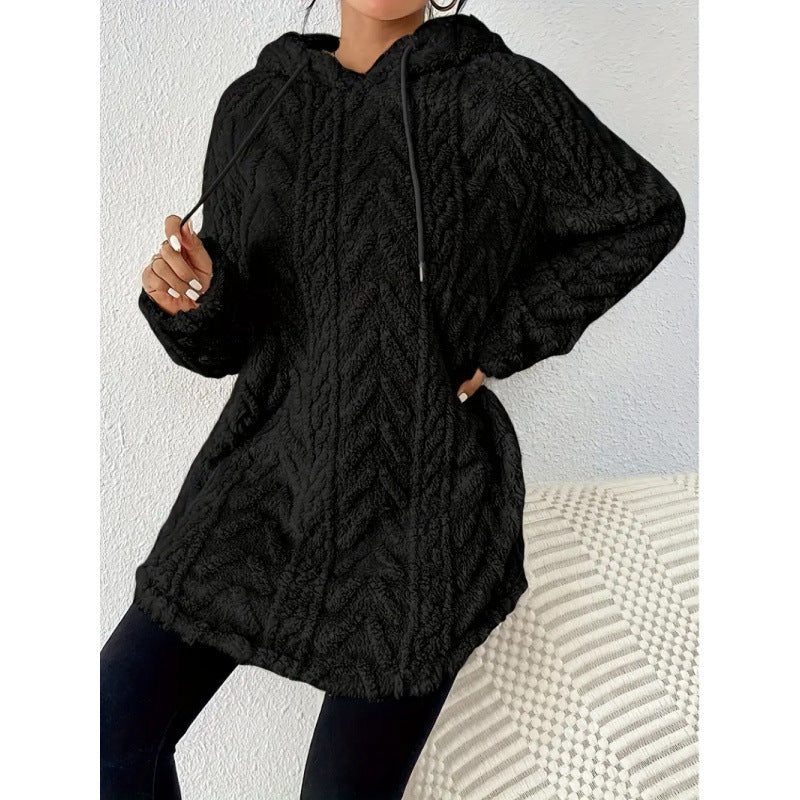 Damen Kuschelige Strickjacke mit Kapuze und seitlichen Taschen Drune