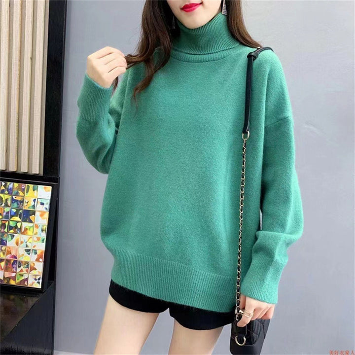 Damen Grobstrickpullover mit hohem Kragen und oversized Passform Drune