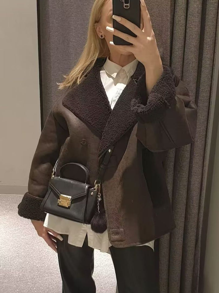 Damen Oversized-Baumwolljacke mit gefüttertem Kragen Drune