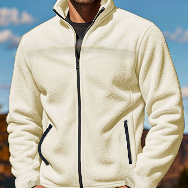 Herren Fleecejacke mit hochschließendem Kragen und Reißverschlusstaschen Drune