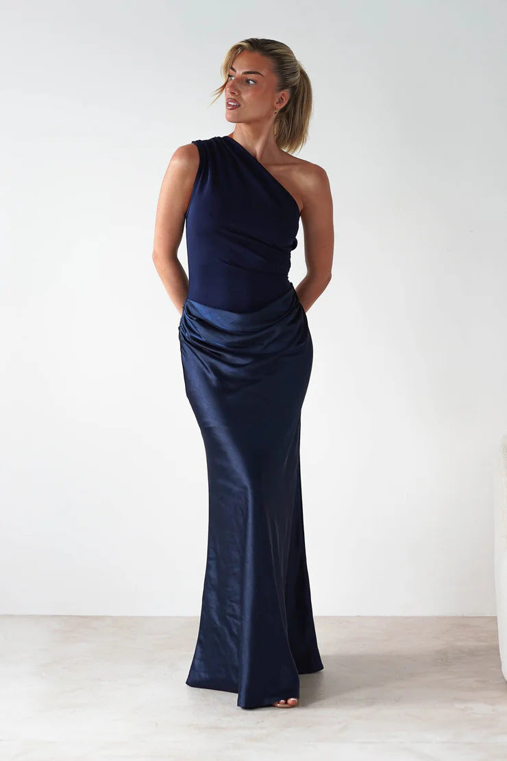 Damen Abendkleid mit asymmetrischem Schnitt und elegantem Drapierungsdesign Drune