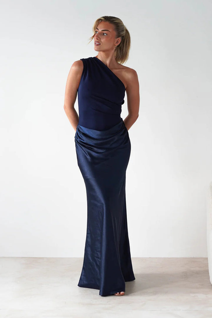 Damen Abendkleid mit asymmetrischem Schnitt und elegantem Drapierungsdesign Drune
