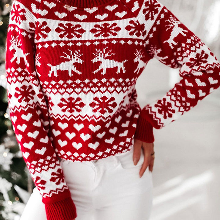 Damen Kuscheliger Weihnachtspullover mit traditionellem Muster Drune